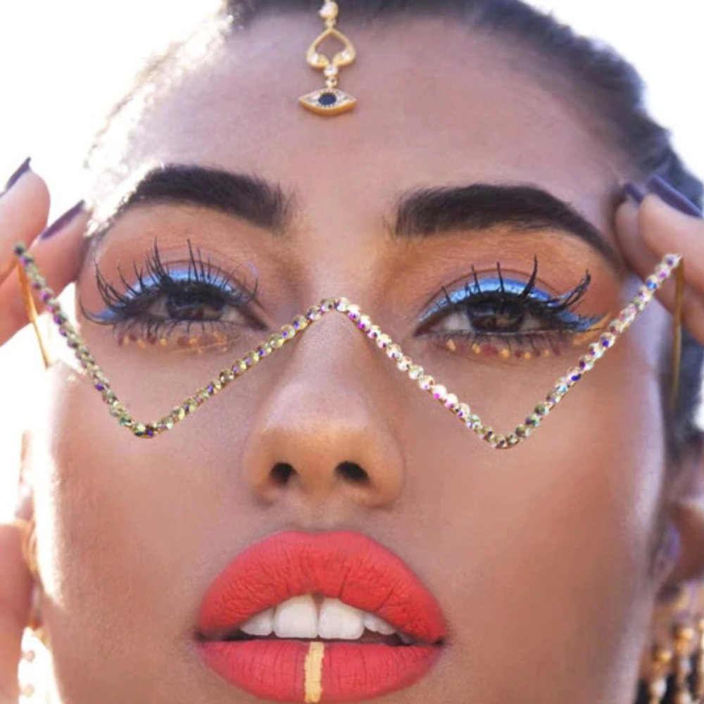 Lensless Pyramid Rhinestone Frames